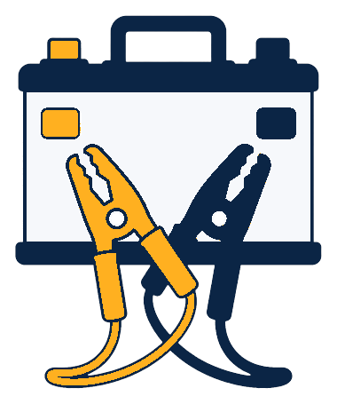 Illustration of a battery with jump leads